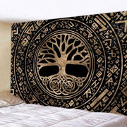 Baum und Runen Wandbehang Mandala Stil
