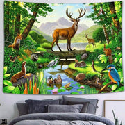 Hirsch und Wildtiere Wandbehang