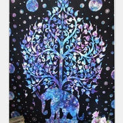 Elefant Baum des Lebens Blau Tapete