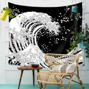 Wandbehang Schwarze und weiße Welle
